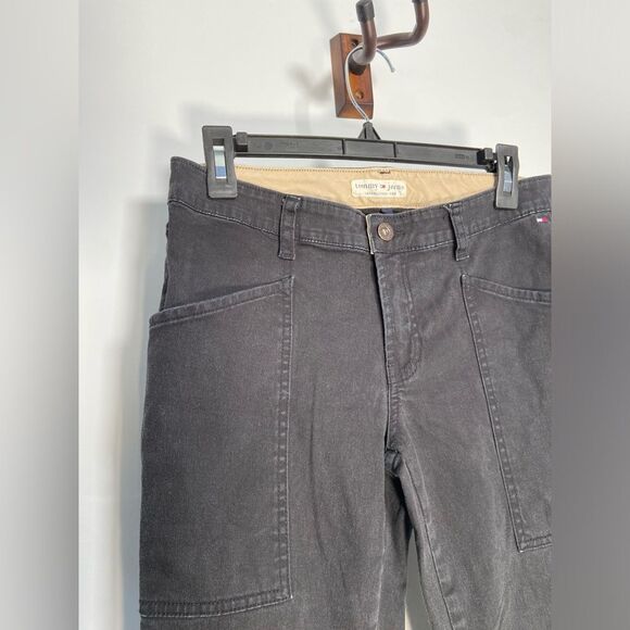 Vintage Tommy Flare Jeans Black Y2K Low Rise Denim Festival Emo Western Cargo 5 - Picture 2 of 15